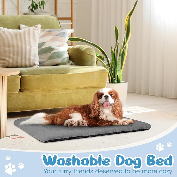 Dog Crate Pad for Small to Medium Dogs, 30 x 20 Inch Plush Kennel Mat, Washable, Anti-Slip, Fits Wire or Metal Crates, Travel, Home & Training, Dark Grey