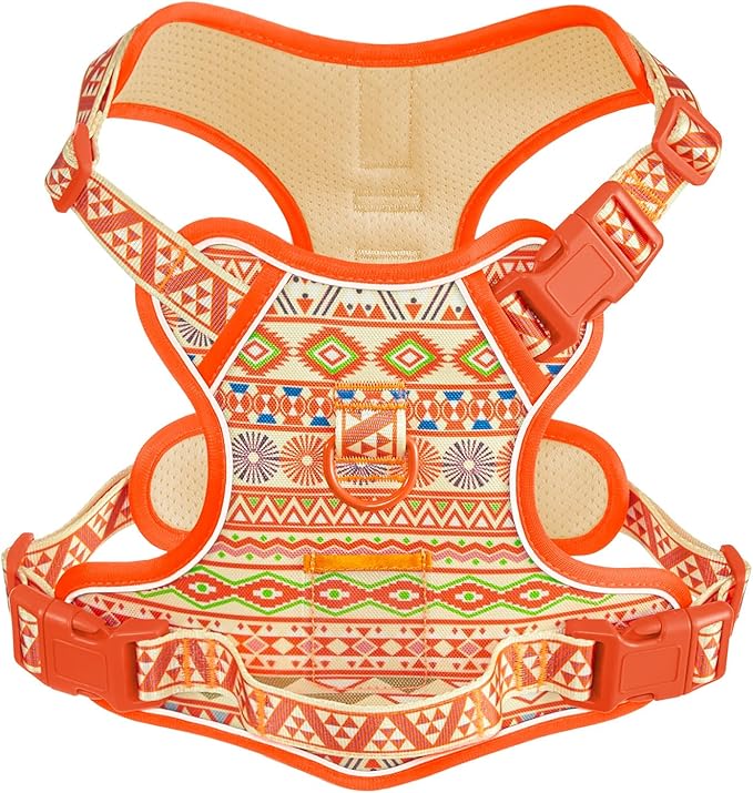 Dog Vest Harness for Medium Sized Dogs, No Pull Harness with 2 Metal Leash Clips, Easy On/Off with Neck Buckle, Adjustable Reflective Oxford Dog Vest with Easy Control Handle, French Bulldog