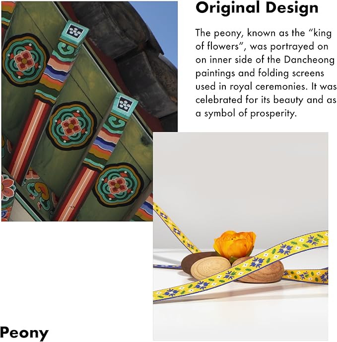 Signature Dog Leash – 63in Durable Double-Sided Jacquard Webbing, Ergonomic 0.8in Grip, Safety-Tested Hardware – Made in Korea (Basic, Peony)
