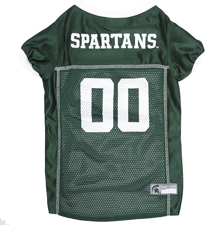 Pets First NCAA College Michigan State Spartans Mesh Jersey for DOGS & CATS, Large. Licensed Dog Jersey with your Favorite Football/Basketball College Team