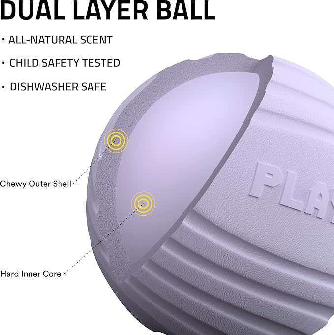 Playology Dog Toys | Dual Layer Ball Durable Chew Toy for Aggressive Chewers | Jumbo Lamb Scented Toy - Easy to Clean and Made from Non Toxic Materials