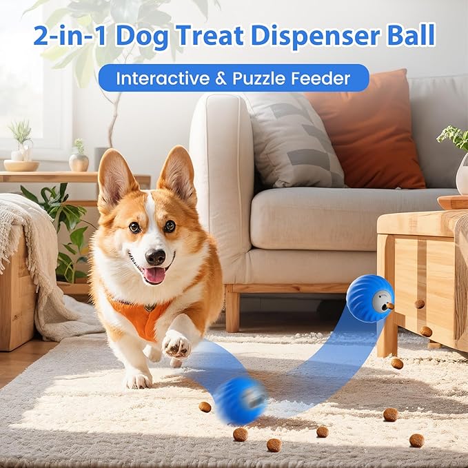 Star&Mi Interactive Dog Ball Toy, Smart Motion Pet Ball with Treat Dispensing, Dog Puzzle Toys for Mental Enrichment, Interactive Dog Toys to Keep Them Busy, TPU & Nylon Dog Toy Balls for Dogs
