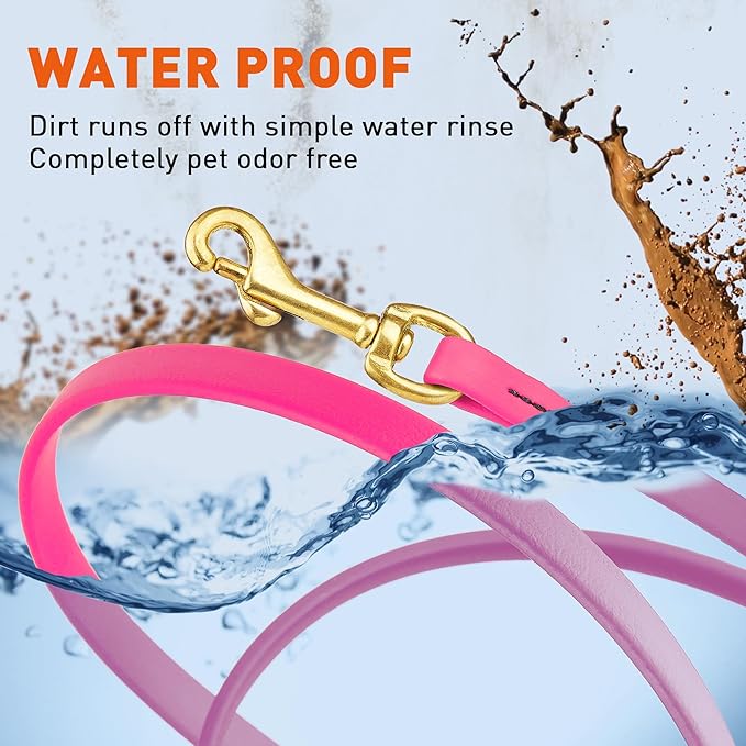 Viper Biothane K9 Working Dog Leash Waterproof Lead for Tracking Training Schutzhund Odor-Proof Long Line with Solid Brass Snap for Puppy Medium and Large Dogs, 20ft Passionfruit Pink