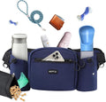 AGPTEK Dog Walking Fanny Pack, Large Capacity Dog Training Treat Pouch, Waist Bag with Removable Snack Pouch, Water Holder, Poop Bag Dispenser, Waterproof Zipper, Adjustable Strap, Dark Blue