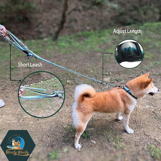 6in1 Multifunctional Dog Leash, Hands Free Dog Leash, Adjustable Length 6'7", Forest Print, (S/M)-Width 3/4", for Small and Medium Dog