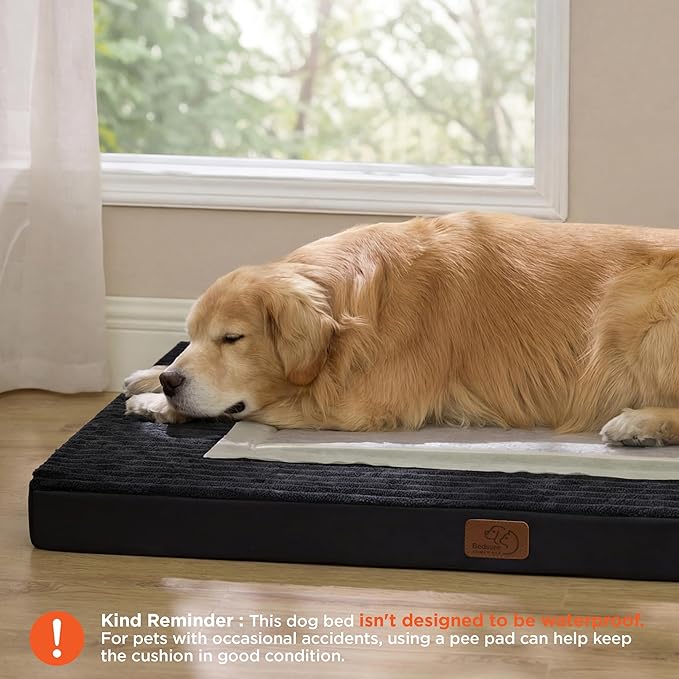 Bedsure ComfyFleece XXL Dog Bed for Crate - Extra Large Orthopedic Pet Beds with Removable Washable Cover, NOT Waterproof Egg Crate Foam Mat, Suitable for Pet Up to 100 lbs, 47x29x4, Not for Chewers