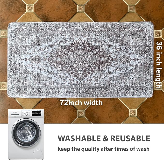 nunubaby Washable Pee Pads for Dogs, Stylish, Non-Slip and Leak-Proof Pee Pads. Reusable Potty Pads for Dogs for Crates and Floors.(Brown/Geo, 36" x72" )