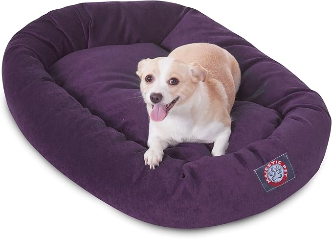 Majestic Pet Villa 32 Inch Shredded Memory Foam Dog Bed for Medium Sized Dog 32x23x7 Inch–Orthopedic Pet Bed - Washable Medium Puppy Mat with Head Support-Aubergine