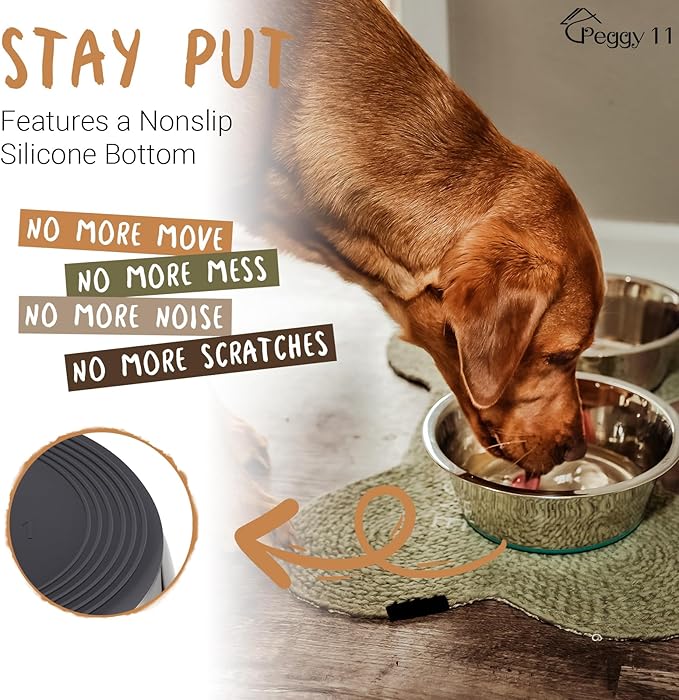 PEGGY11 Deep Stainless Steel Anti-Slip Dog Bowls - 2-Pack, 8 Cups