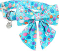 DOGWONG Cotton Easter Dog Collar with Bowtie, Soft Adjustable Blue Rabbit Easter Day Dog Collar Cute Egg Puppy Collar for Small Medium Large Dog