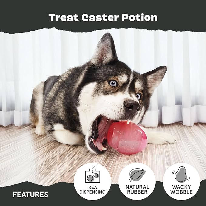 Barkbox Treat Caster Potion Dog Toy for Large Dogs Durable Rubber, Treat Dispensing with Wacky Wobble for Interactive and Engaging Playtime