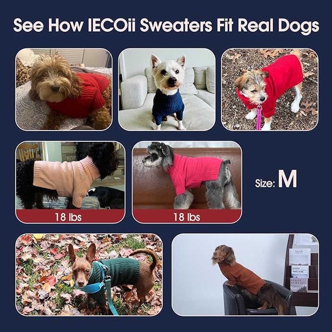 IECOii Dachshund Sweater,Turtleneck Dog Sweater for Small Medium Dogs Girl,Stretchy & Breathable,Warm Knitted Pullover Coat,High Neck Knitwear for Cold Weather Indoor & Outdoor Wear (Grass Green, M)