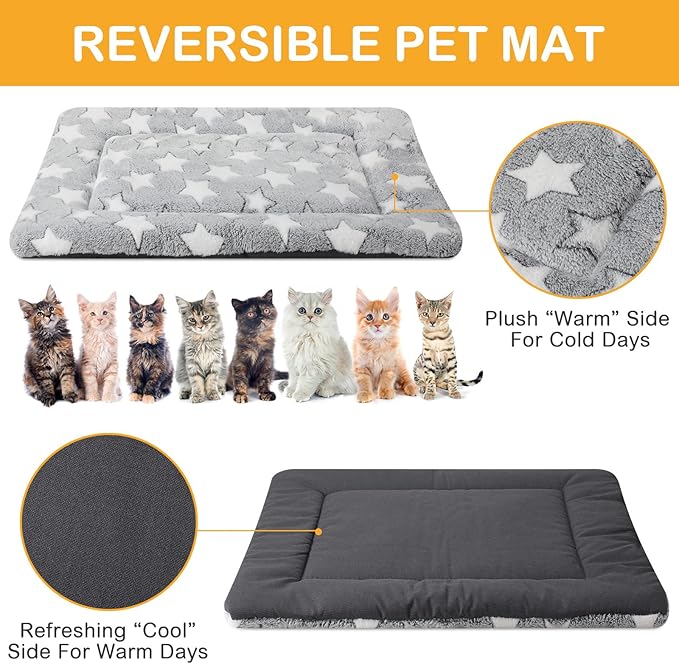 VitalCozy 4 Pcs Dog Crate Pads, Ultra Soft Warm Washable Anti-Slip Kennel Bed Mat for Pets, Reversible, Replaceable, Cozy Cage Liner for Small Medium Large Dogs and Cats(18 x 14 x 1.6 Inch,Gray)