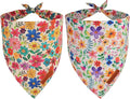 ADOGGYGO Floral Dog Bandanas, Colorful Flower Pet Scarf, Multi Size, Spring Summer Floral Bandanas for Medium Large Dogs Pets (Large)