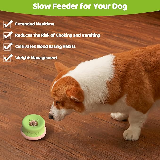 Puzzle Feeder Interactive Dog Enrichment Toy, 4 Freezable Silicone Cups, Slow Feeder Dishwasher Safe, Reduces Anxiety and Mental Stimulation, Pink
