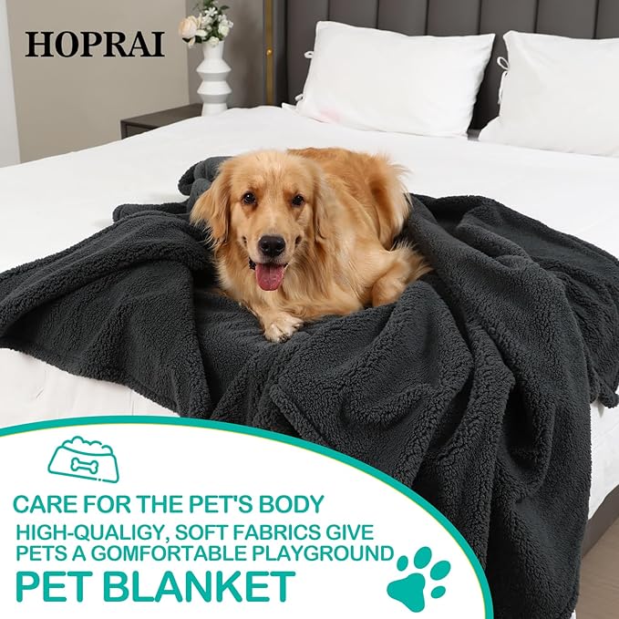 Dog Blanket, Waterproof Reversible Sherpa Fleece Throw Blanket, Furniture Cover for Bed, Couch, Sofa Protection from Liquid Pee and Pet Fur of Puppy, Cat (Gray XS20*27inches)