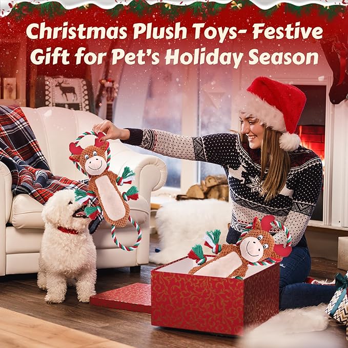 Newget Dog Toys with Squeaker, Plush Stuffed Animals Toys for Aggressive Chewers, Cute Squeak Toys for Large Medium Small Dogs, Interactive Dog Chew Toys, Durable Plush Dog Toys for Puppy Teething