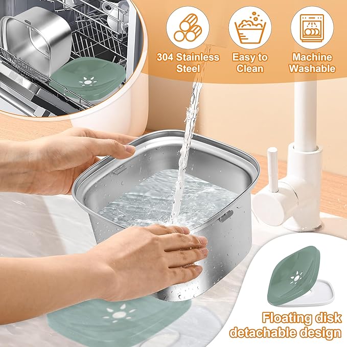 Decflow 3L Stainless Steel Slow Drinking Dog Bowl with Lid, No Spill Travel Dog Water Bowl Dispenser for Large Dogs