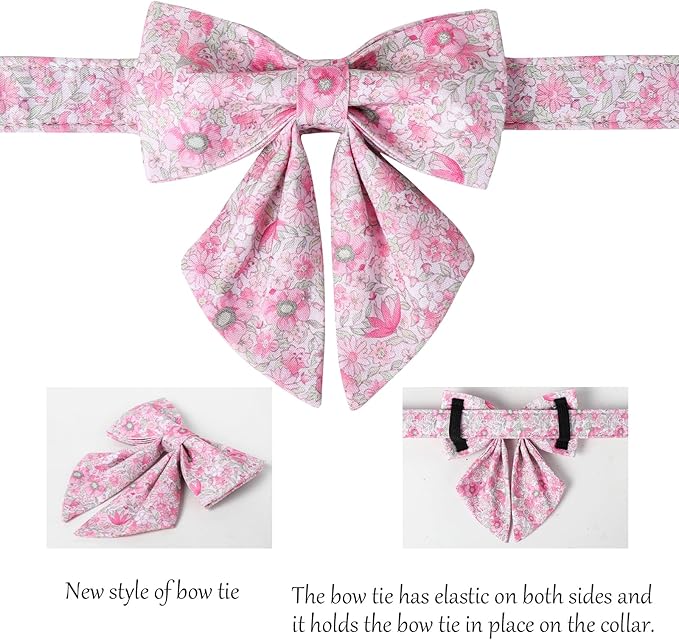 Lionet Paws Design Dogs Collar Cute Flower Sailor Bow Dog Collars for Girl Female Small Medium Dogs with Spring Floral S