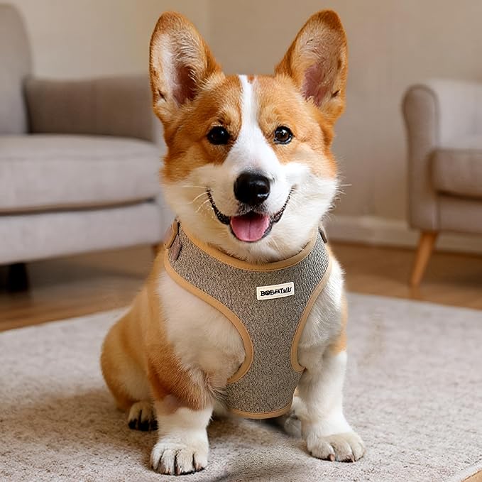 No Pull Dog Vest Harness for Small&Medium Dogs, Side Clip Adjustable Pet Vest, Soft Breathable, Fashion Dog Harnesses for Walking, Running, Shopping (Taupe, S)
