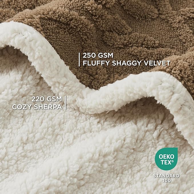Bedsure Waterproof Dog Blankets for Large Dogs - Pet Blanket for Couch Protector Washable, Premium Jacquard Coral Fleece Cat Throw Blanket, Soft Plush Reversible Furniture Protection,50"x60", Taupe