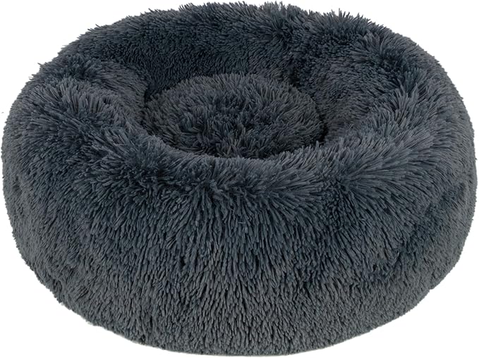 Best Pet Supplies Dog House Bed Crate Mat Tent Indoor Round Soft Plush for Small, Medium, and Large Breeds - Gray, 27 x 27 x 7.5