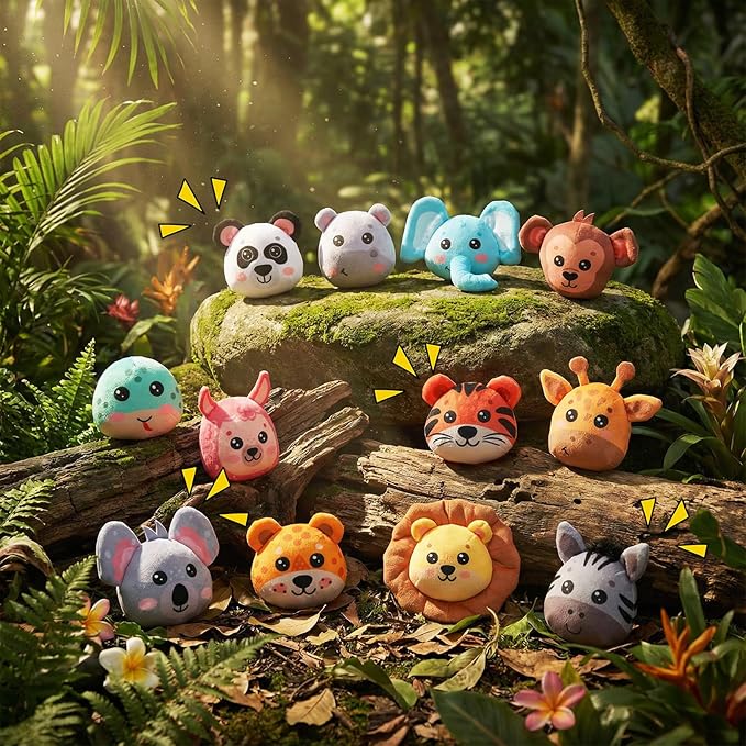 13 Pcs Hide and Seek Dog Toys Activity Puppy Chew Squeaky Animal Plush Woodland Toys with Crinkle Treehouse Interactive Pet Stuffed Gift with Squeakers for Small Medium Pets Dogs Puppy