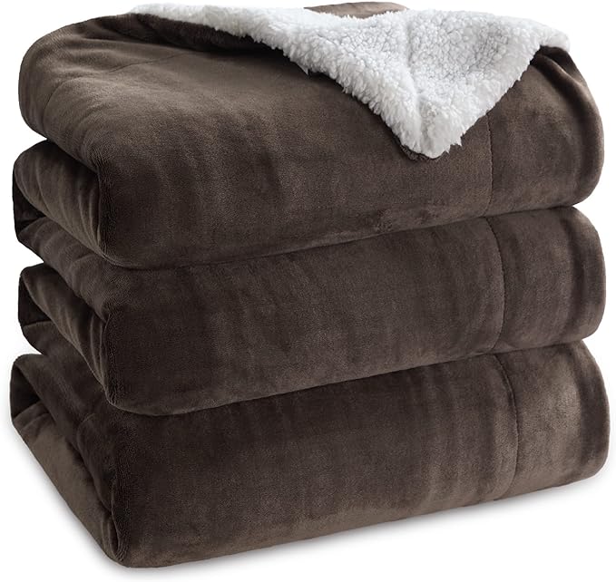 Bedsure GentleSoft Sherpa Fleece Blankets King Size for Bed, Non-Heated, Thick and Warm Throw for Women and Men, Soft Fuzzy Plush King Blanket for Winter, Brown, 108x90 Inches