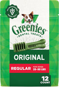 Greenies Veterinarian-Recommended Adult Natural Dental Dog Treats Regular Size, Dog Dental Chews, Original Flavor, 12 oz. Pack, 12 Count