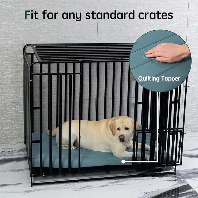 BALANCE Dog Crate Bed, Orthopedic Dog Bed Pad with Waterproof Liner, Washable Crate Foam Pet Mat for Large, Medium, Puppy Dogs Breeds, Powder Blue, 30"x19"x1.6"