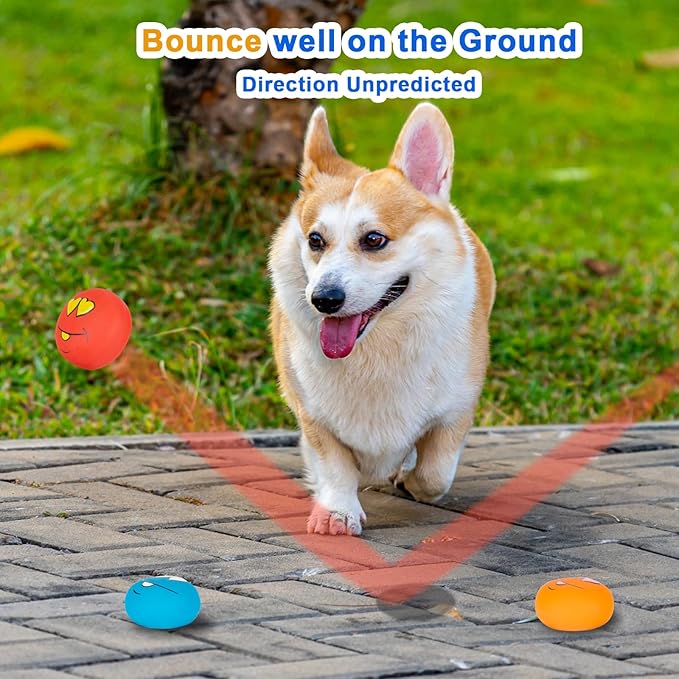 Dog Squeaky Toys Latex Squeak Balls Rubber Soft Chewing Fun Smile Toys Interactive Fetch Play Dog Balls for Puppy Small Pet Dogs (3 PCS)…