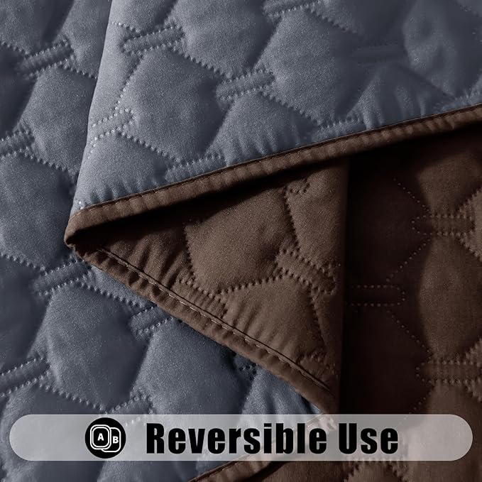 Smiry Waterproof Dog Bed Cover Blanket, Soft Reversible Pet Blanket, Washable Leakproof Cats Dogs Couch Cover for Sofa, Couch, Furniture (82x102 Inch, Chocolate/Dark Grey)