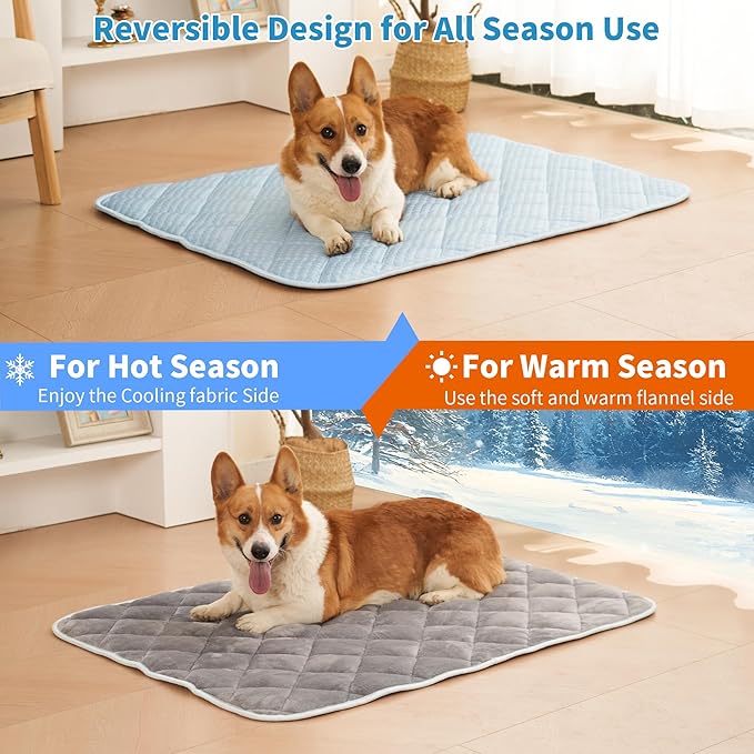 Dog Cooling Mat, Washable Cooling Mat for Dog, Foldable Kennel Pet Bed, Cool Pad (Cool &Warm Surface) for All Seasons Use, Pet Pads for Cats Use in Crate (44 X 32 Inch - Extra Large -)