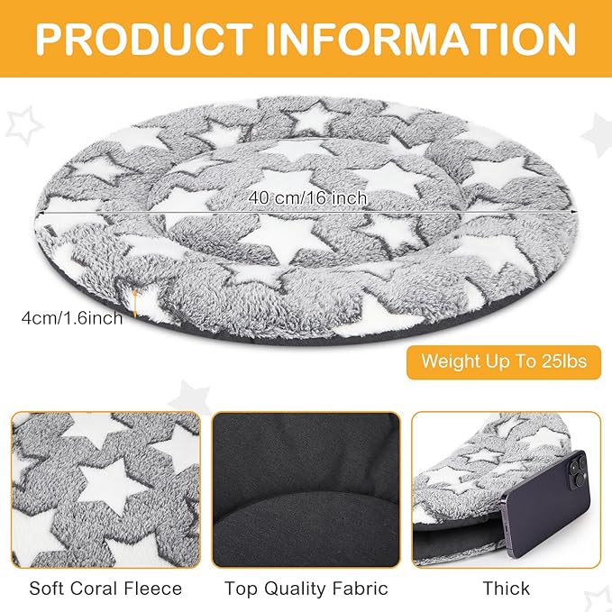 VitalCozy 4 Pcs Dog Crate Pads, Ultra Soft Warm Washable Anti-Slip Kennel Bed Mat for Pets, Reversible, Replaceable, Cozy Cage Liner for Small Medium Large Dogs and Cats(Dia 16 Inch,Gray)