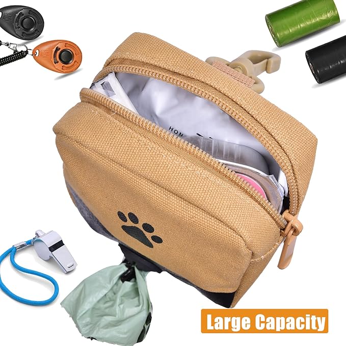 Dog Waste Bag Dispenser Pet Poop Bags Holder for Doggie Waste Bags Dispensers Soft Fabric Zipper Small Doggy Puppy Pouch for Leash Accessory Attachment with Carrier,No-KaqiXFB