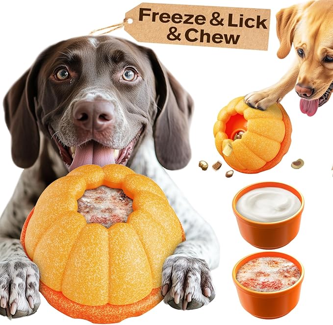 KADTC 3-in-1 Durable Dog FrostLick Toy U.S. Brand & Design Long-Lasting Large Capacity Fillable Treat Ball & Freeze-and-Play Lick Cup & Food Dispenser, Indestructible Chew Toy for Dogs Boredom Buster