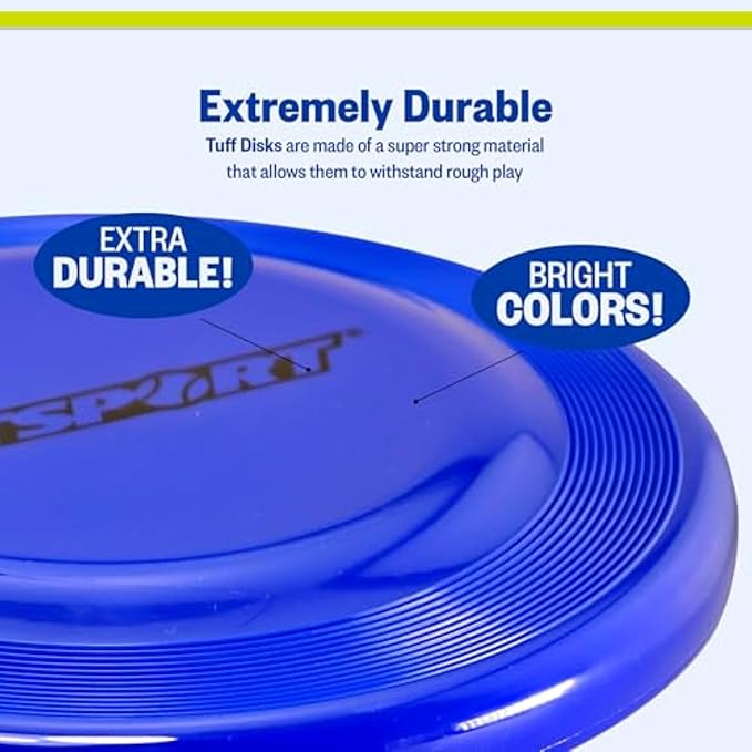PetSport Tuff Disc - Dog Frisbee, Frisbee Dog Toy, Frisbee for Dogs, Durable Recyclable Plastic, Double Thick Rim, Perimeter Weighting, Floats, Dog Frisbee for Aggressive Chewers - 9 Inches, 1-Pack