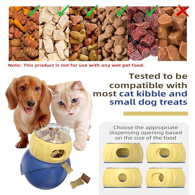 Interactive Cat Treat Puzzle Toy, Adjustable Cat Dry Food Dispenser, Mental Stimulation Game for Indoor Cats and Puppies, Slow Feeder & Brain Teaser