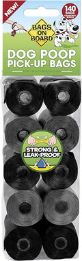 Bags on Board 3203940046ONL Dog Waste Bags Refill, 140 bags, For Dog and Cat Waste Pickup, Black/Grey