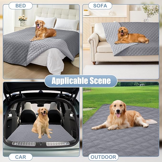 Smiry Waterproof Dog Bed Cover Pet Blanket, Soft Washable Dog Blanket for Furniture Bed Couch Sofa Reversible, Checkered (30"x80", Grey/Light Grey)