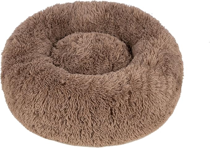 Best Pet Supplies Dog House Bed Crate Mat Tent Indoor Round Soft Plush for Small, Medium, and Large Breeds - Caramel, 24 x 24 x 7