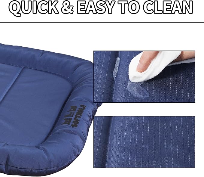 Durable Outdoor Dog Bed with Pillow Around Curling Sleep Fully Waterproof Indoor Cat Bed Crate Mat Stable Kennel Pad, for Pets (Blue, Small(23x18in))
