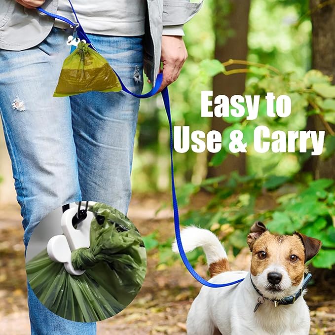 Dog Poop Bag Holder for Waste Bags Dispenser Leash Dog Waste Bag Carrier Hand Free Walking Plastic Holder 2PCS White Holders