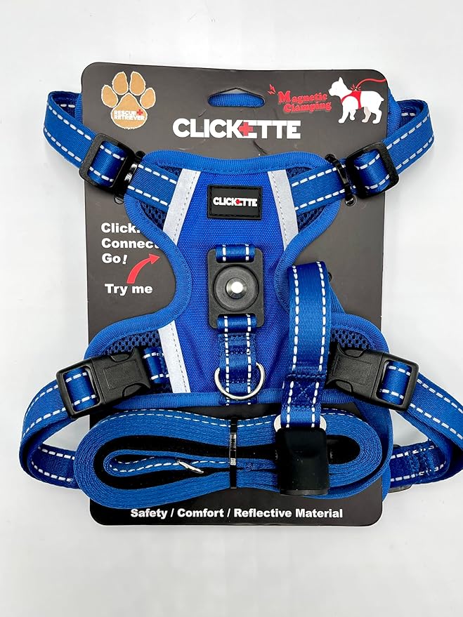Clickette™ Magnetic Locking Harness and Leash (Blue, Large)