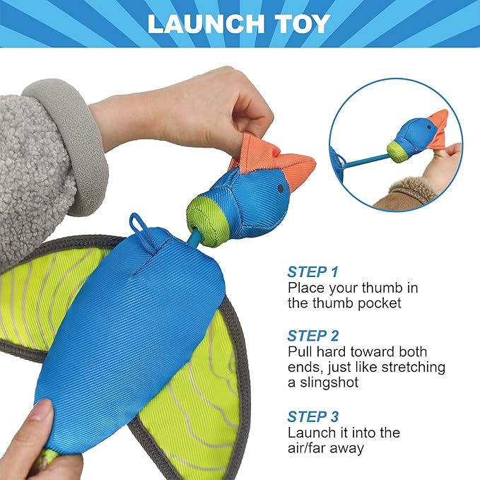 Orange Squirrel Oxford Launching Flying Dog Toy Slingshot Chase Fetch Training Interactive Dog Toy Durable Stuffed Animal Dog Squeaky Toy for Medium Large Dogs Toy Gift 42cm/16.54in