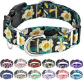 Martingale Collar for Dogs with Buckle Pretty Cute Floral Nylon Dog Collars for Medium Dogs (Luxury Golden Flowers, Medium)