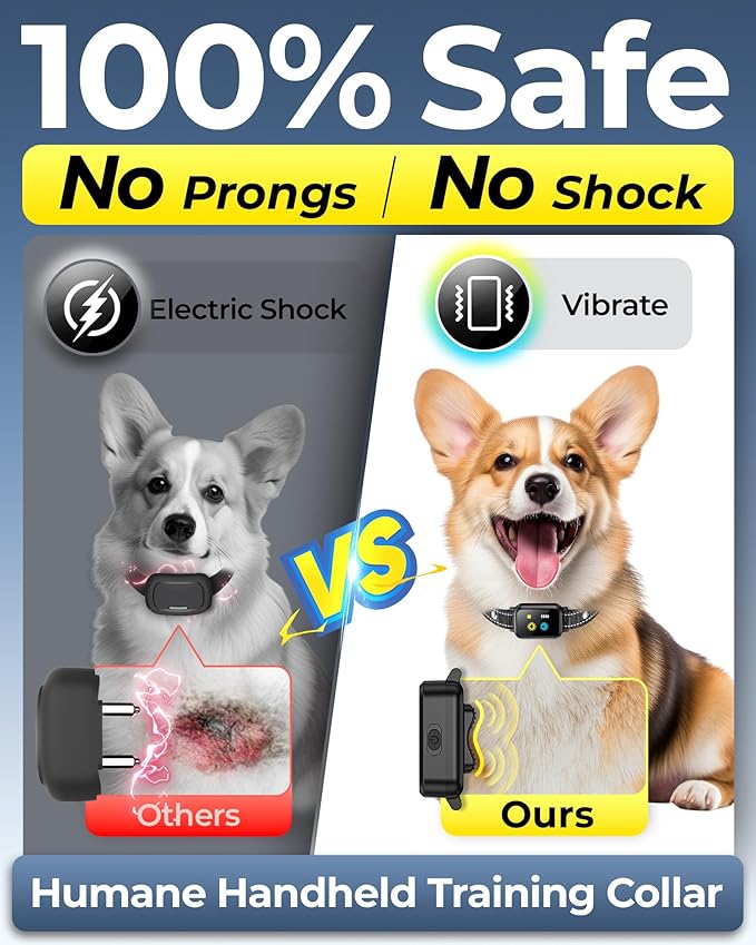 No Shock Dog Training Collar with Remote 3300FT, Humane Vibrating Dog Collar - Vibration & Beep Only | IPX7 Waterproof & Rechargeable | Fits for Small to Medium Dogs & Large Puppies