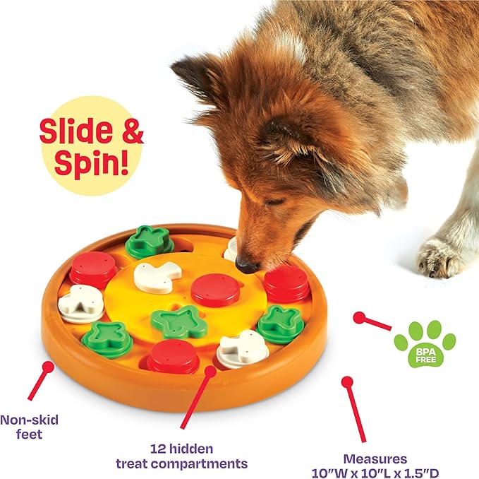 Brightkins Pizza Party! Treat Puzzle - Dog Enrichment Toys for Mental Stimulation, Interactive Gifts for Puppies