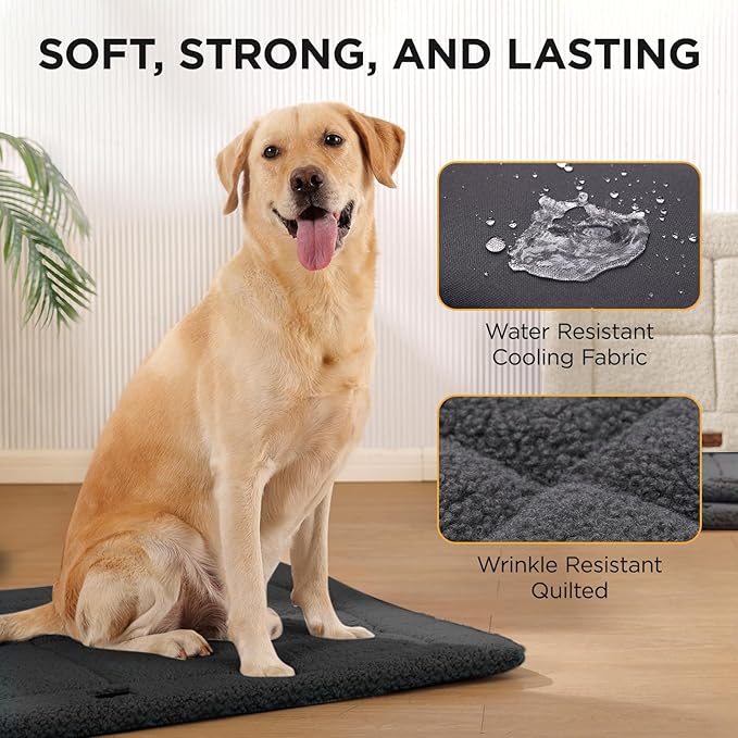 Joydeco Low Profile Dog Crate Mat Reversible Bed Pad, Washable Dog Pad Mat with Ultra Soft Fleece, Compact Design Kennel Beds Mats for Medium Small Pets, 29" x 21" Dark Gray