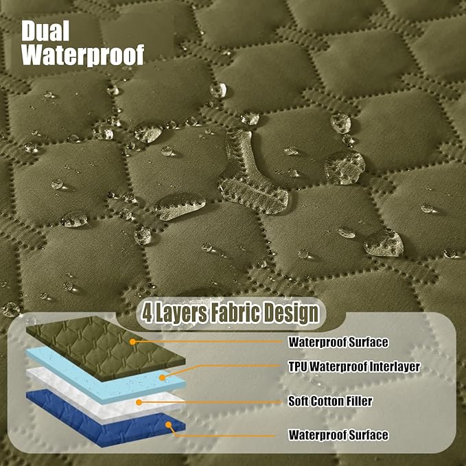 Smiry Waterproof Dog Bed Cover Blanket, Soft Reversible Pet Blanket, Washable Leakproof Cats Dogs Couch Cover for Sofa, Couch, Furniture (52x82 Inch, Green/Navy)